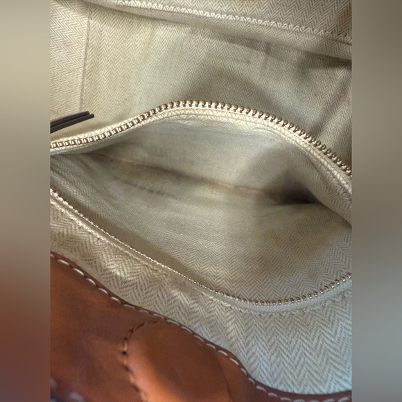 TORY BURCH Miller Mini Metal Logo Hobo Handbag in Aged Camello - Picture 12 of 16